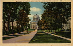 Entrance to Union College showing Library Schenectady, NY Postcard Postcard Postcard