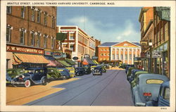 Brattle Street, Looking Toward Harvard University Postcard