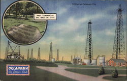 Oklahoma-The Sooner State, Oil Fields at Oklahoma City, First Commercial Oil Well in State Postcard Postcard Postcard