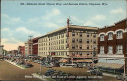 Sixteenth Street (Lincoln Way) and Business District Cheyenne, WY Postcard Postcard Postcard