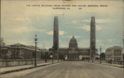 The Capitol Buildings from Soldiers and Sailors Memorial Bridge Harrisburg, PA Postcard Postcard Postcard