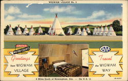 Greetings from Wigwam Village Birmingham, AL Postcard Postcard Postcard