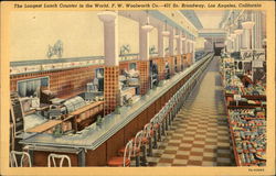 The Longest Lunch Counter in the World - F. W. Woolworth Co. Los Angeles, CA Postcard Postcard Postcard