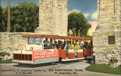 Red Sightseeing Train St. Augustine, FL Postcard Postcard Postcard