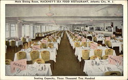 Main Dining Room, Hackney's Sea Food Restaurant Atlantic City, NJ Postcard Postcard Postcard