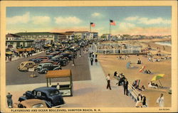 Playground and Ocean Boulevard Hampton Beach, NH Postcard Postcard Postcard