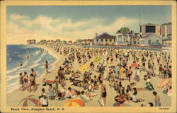 Crowded Beach View Hampton Beach, NH Postcard Postcard Postcard