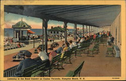 Listening to the Band Concert on Casino Veranda Hampton Beach, NH Postcard Postcard Postcard