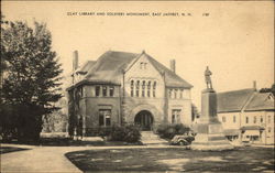 Clay Library and Soldiers Monument Postcard