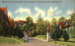 Entrance to Sayre Park, Home of Ten Fraternities at Lehigh University Bethlehem, PA Postcard Postcard Postcard