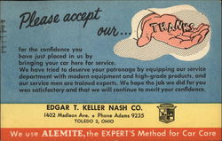 Edgar T. Keller Nash Co. Toledo, OH Postcard Postcard Postcard