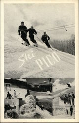 Pico Peak - First Alpine Ski Lift in North America Skiing Postcard Postcard Postcard