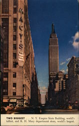 Two Biggest...Empire State Building, world's tallest, and R. H. Macy department store New York City, NY Postcard Postcard Postcard