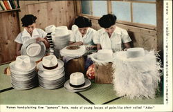 Women Hand-Plaiting Fine Panama Hats Postcard Postcard Postcard