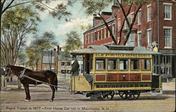 Rapid Transit in 1877 - First Horse Car Manchester, NH Postcard Postcard Postcard