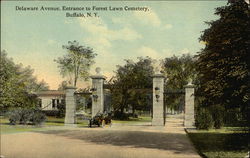 Delaware Avenue, Entrance to Forest Lawn Cemetery Postcard