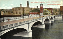 New Cement Bridge & Grand Trunk Depot Postcard