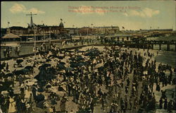 Ocean Front Panorama showing a Sunday Morning Crowd Asbury Park, NJ Postcard Postcard Postcard