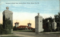 Entrance to Swope Park, showing Shelter House Kansas City, MO Postcard Postcard Postcard