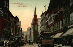 Washington Street, showing Old South Church Boston, MA Postcard Postcard Postcard