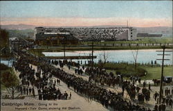 Going to the Harvard-Yale Game, showing the Stadium Cambridge, MA Postcard Postcard Postcard