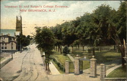 Somerset Street and Rutger's College Entrance New Brunswick, NJ Postcard Postcard Postcard