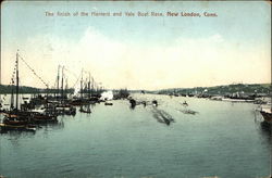 The finish of the Harvard and Yale Boat Race Postcard