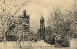 College Hall and Campus in Winter, University of Pennsylvania Philadelphia, PA Postcard Postcard Postcard