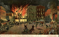 Fighting the Flames at Wonderland Revere Beach, MA Postcard Postcard Postcard