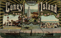 Greetings from Coney Island New York Postcard Postcard Postcard