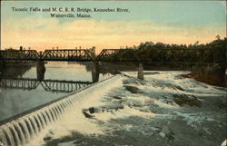 Ticonic Falls and MCRR Bridge, Kennebec River Waterville, ME Postcard Postcard Postcard