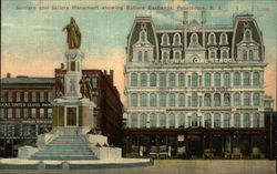 Soldiers and Sailors Monument showing Butlers Exchange Postcard