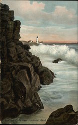 Surf and Cliffs Near Portland Head Light Maine Postcard Postcard Postcard