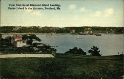 View from Great Diamond Island Landing, Peaks Island in the Distance Portland, ME Postcard Postcard Postcard