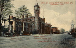 Main Street, looking North from College Street Middletown, CT Postcard Postcard Postcard