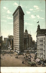 Street View of Flat Iron Building New York, NY Postcard Postcard Postcard