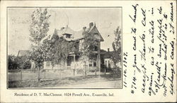 Resident of DT MacClement, 1024 Powell Avenue Evansville, IN Postcard Postcard Postcard