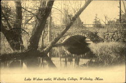 Lake Waban Outlet at Wellesley College Massachusetts Postcard Postcard Postcard