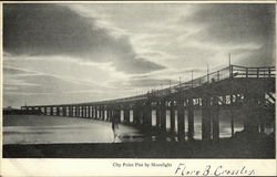 City Point Pier by Moonlight Boston, MA Postcard Postcard Postcard