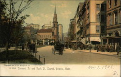 Tremont St. and Park St. Church Boston, MA Postcard Postcard Postcard