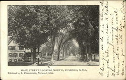 Main Street, looking North Foxboro, MA Postcard Postcard Postcard