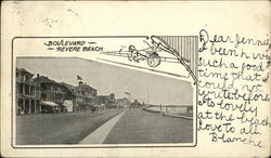 Looking up Boulevard Revere Beach, MA Postcard Postcard Postcard