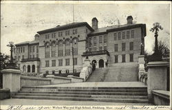 Wallace Way and High School Fitchburg, MA Postcard Postcard Postcard