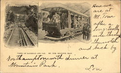 Views of Railroad and Car, Mt. Tom Postcard