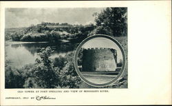 Old Tower at Fort Snelling and View of Mississippi River Postcard