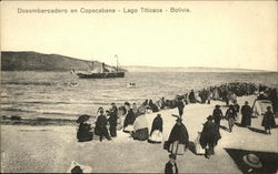 Disembarking at Copacabana, Lake Titicaca, Bolivia Postcard