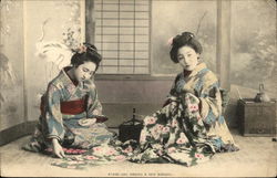 Ayame-san making a new kimono Postcard