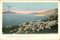 View of Town and Mount Vesuvius Sorrento, Italy Postcard Postcard