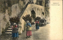 Women Carrying Bundles of Firewood Amalfi, Italy Postcard Postcard