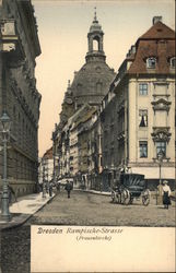 Rampische-Strasse with View of Frauenkirche Dresden, Germany Postcard Postcard